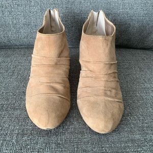 BCBG tan wedge booties - size 8.5
